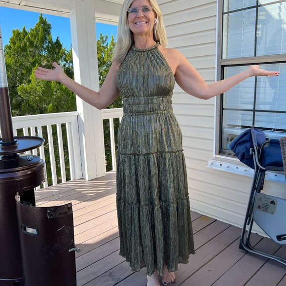 A.L.C. Elara Golde Lurex MIDI Dress - Picture 5 of 8